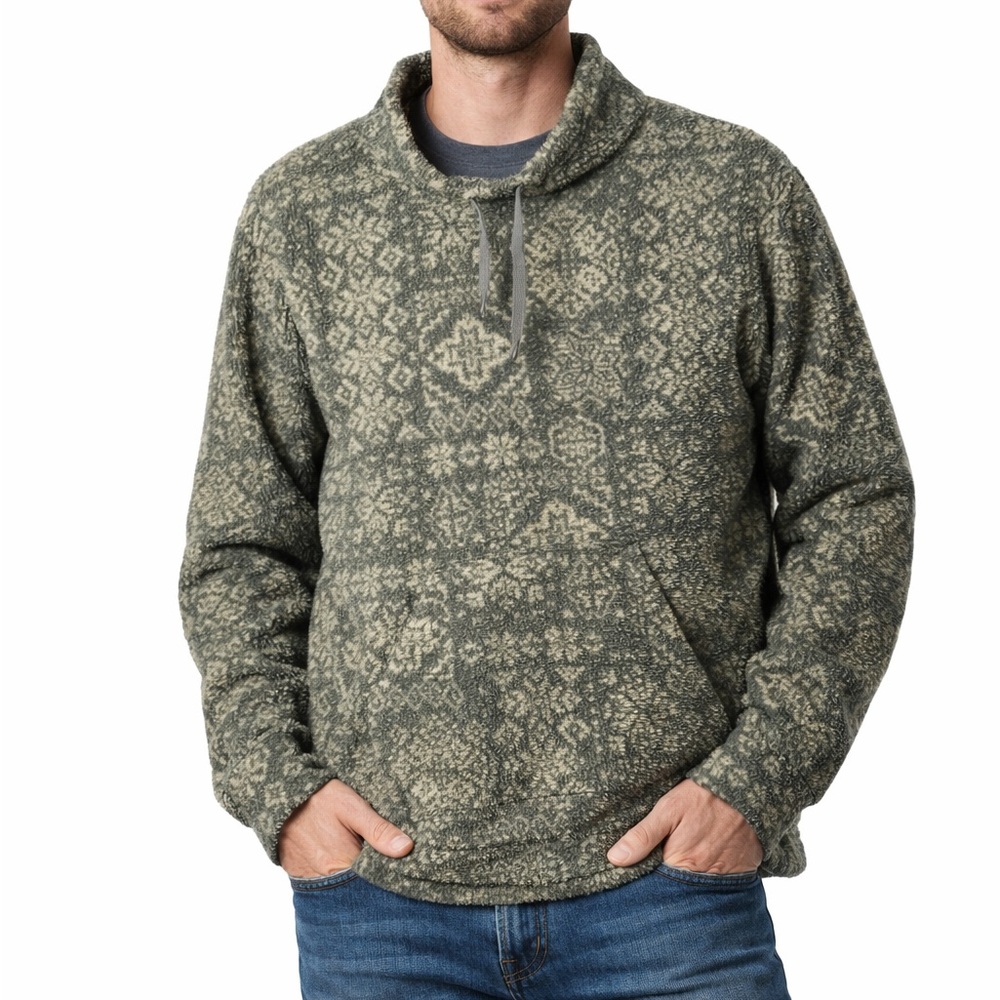GAP Sherpa Fleece Pullover Sweater Green Patterned men’s‎ Medium Vintage